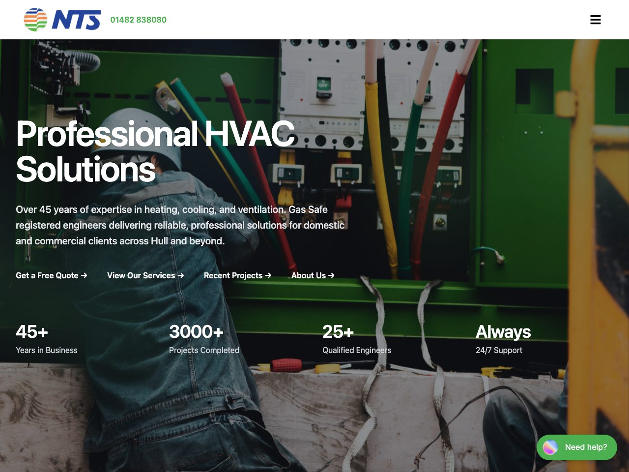 NTS Ltd - HVAC Services Website screenshot
